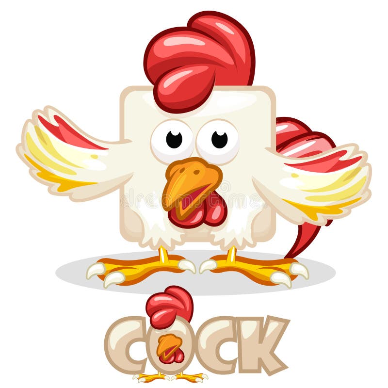 Gallo lindo del cuadrado de la historieta ilustración del vector Gallo lindo del cuadrado de la historieta ilustración del vector