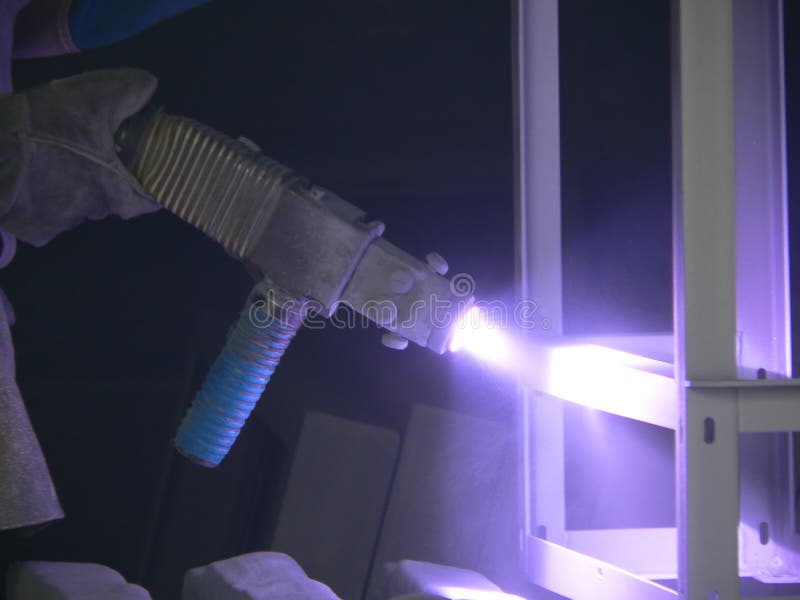 Zinc spray coating process. Metal galvanizing stock images, royalty-free photos and pictures