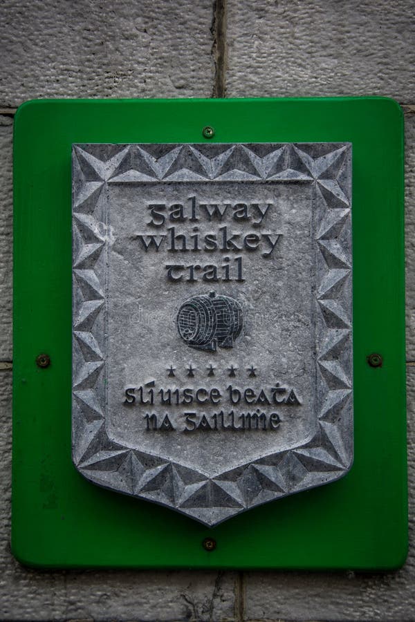 GALWAY, IRELAND June 2, 2018 Galway Whiskey Trail Sign. Editorial