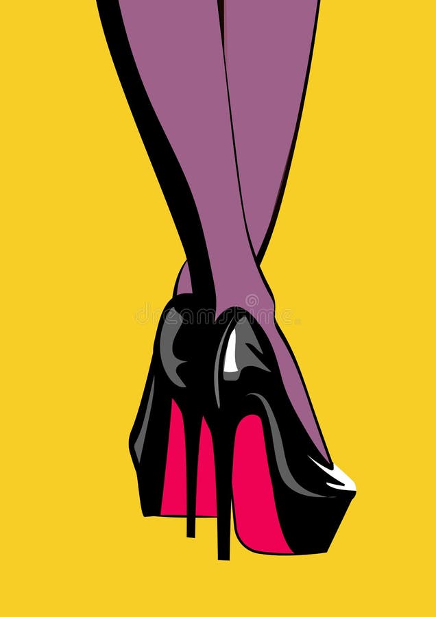 Gambe della donna in scarpe dei tacchi alti di modo Illustrazione di Pop art illustrazione vettoriale