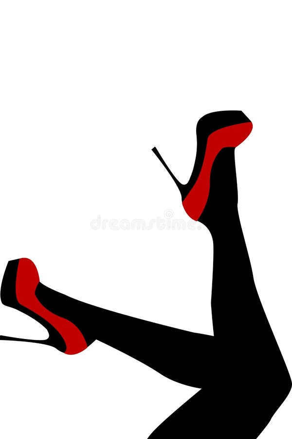 Gambe femminili che indossano le scarpe rosse con i tacchi alti illustrazione vettoriale