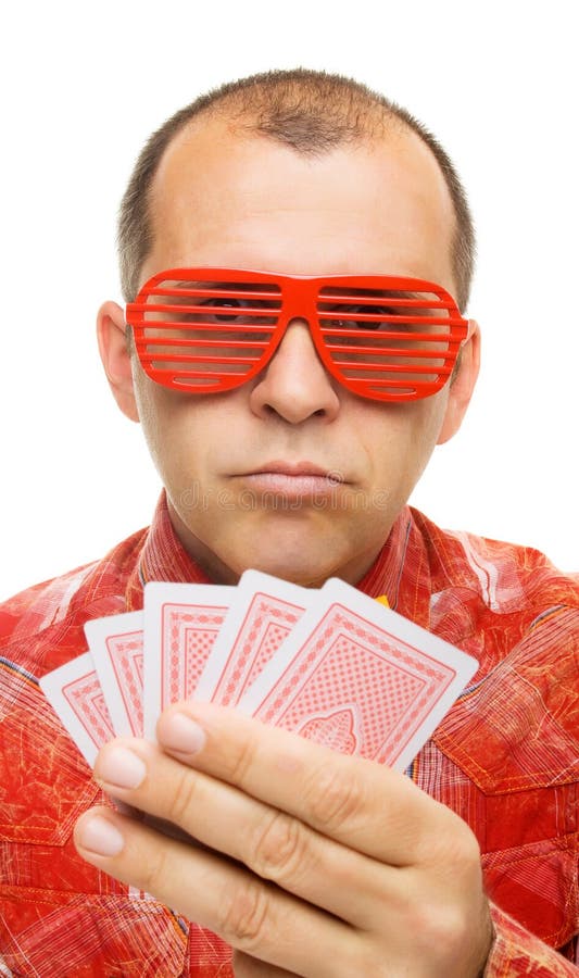 Gambler holding playing cards