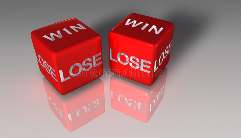 Win Lose Draw Words Three 3 Red Dice Competition Game Stock
