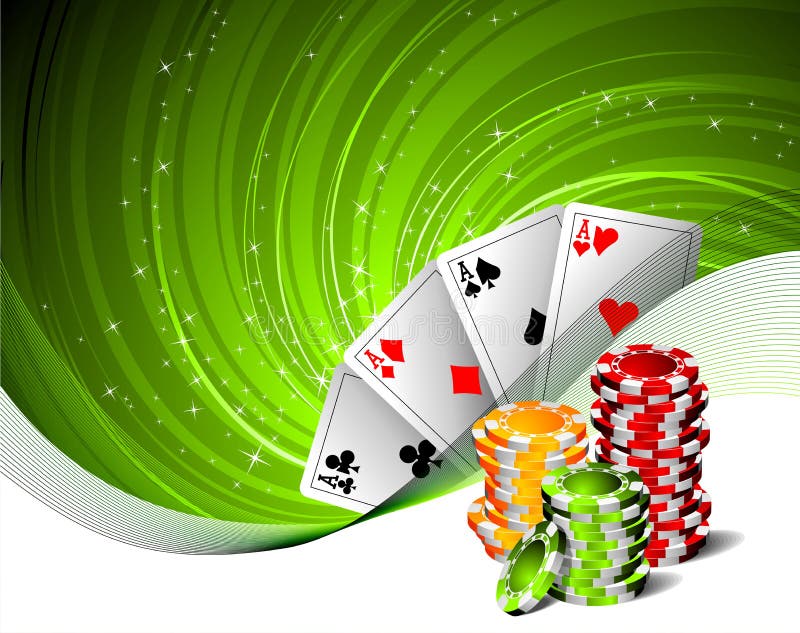 Vector illustration on a casino theme with playing cards and poker chips. Poker black white vectors