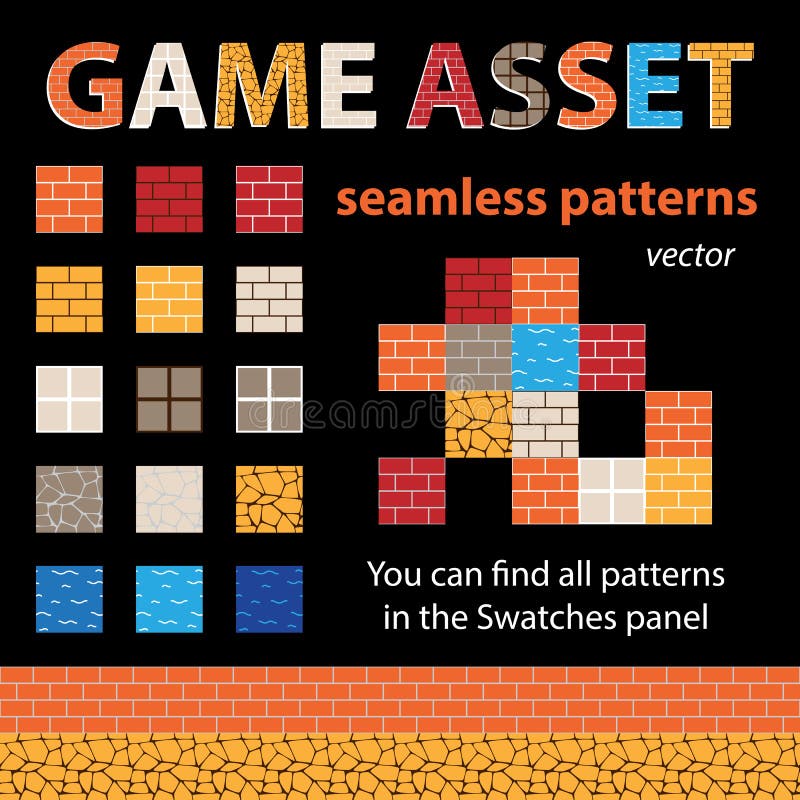 Game Asset Vector Seamless Patterns royalty free illustration Game Asset Vector Seamless Patterns royalty free illustration