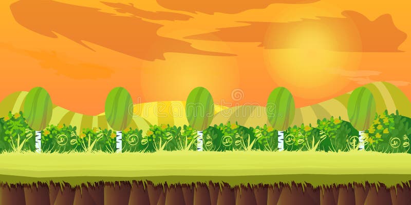 Game Background 2d Application. Vector Design. Tileable Horizontally. Size  1024x512. Ready for Parallax Effect Stock Vector - Illustration of grass,  earth: 74485471