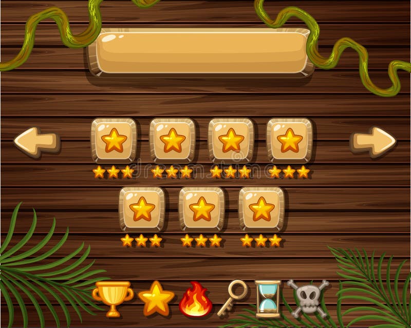Game background template with different buttons stock illustration
