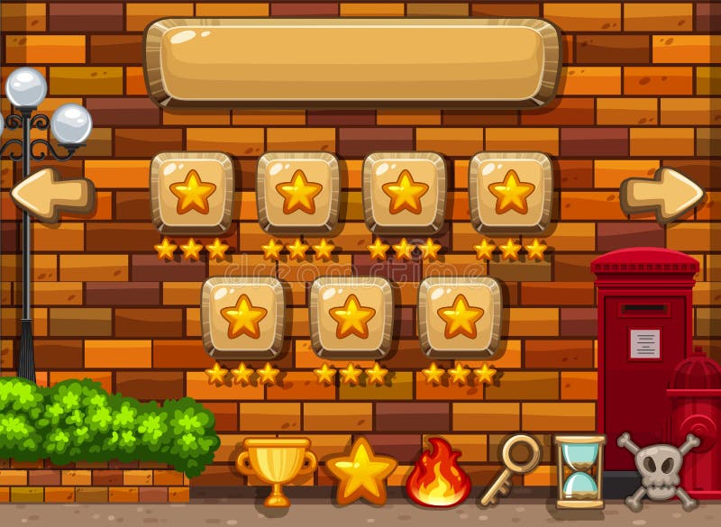 Game background template with stars on buttons vector illustration