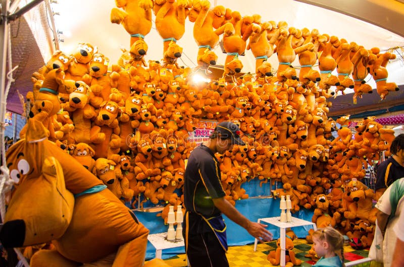 SYDNEY, AUSTRALIA. - On March 31, 2013 - Game booth winning prizes for Scooby Doo dog dolls at community fun fair Sydney Royal Easter show.