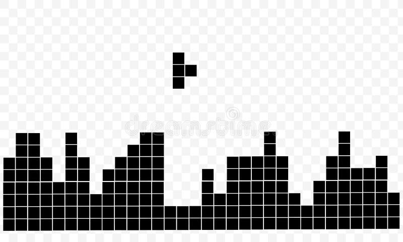 Game tetris pixel bricks pieces with black shadow Vector Image