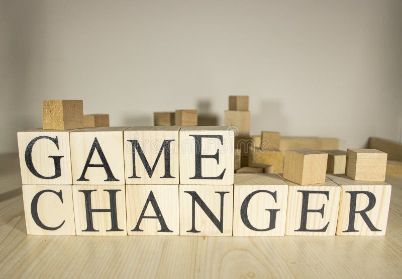 Game Changer Text on Wooden Cube Blocks. Close Up Stock Photo Image