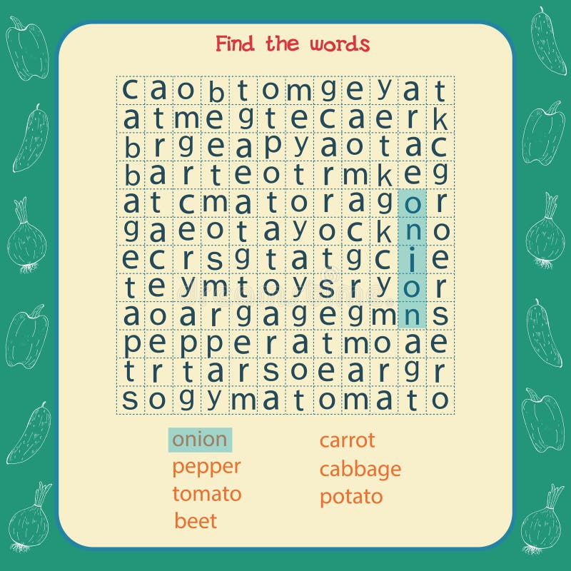 Find the Words Wordsearch Puzzle Game Challenge Stock Illustration