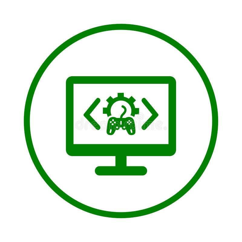 Game, computer, development icon. Green vector graphics royalty free illustration