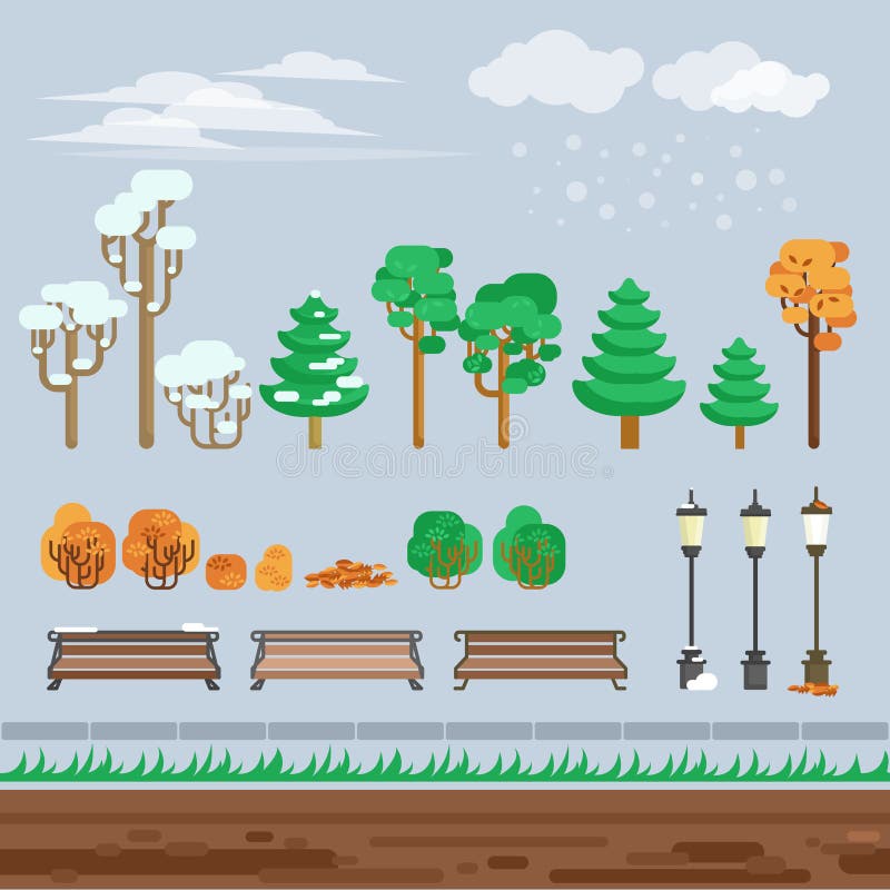 Game 2d winter landscape park background