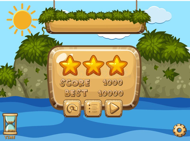 Game design with ocean and mountains in background stock illustration Game design with ocean and mountains in background stock illustration