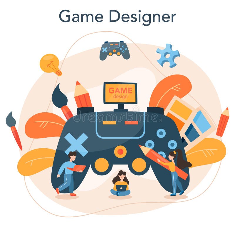 Video games concept illustration using code for developing