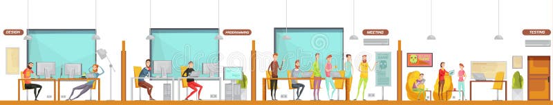 Game Development Office Composition stock illustration