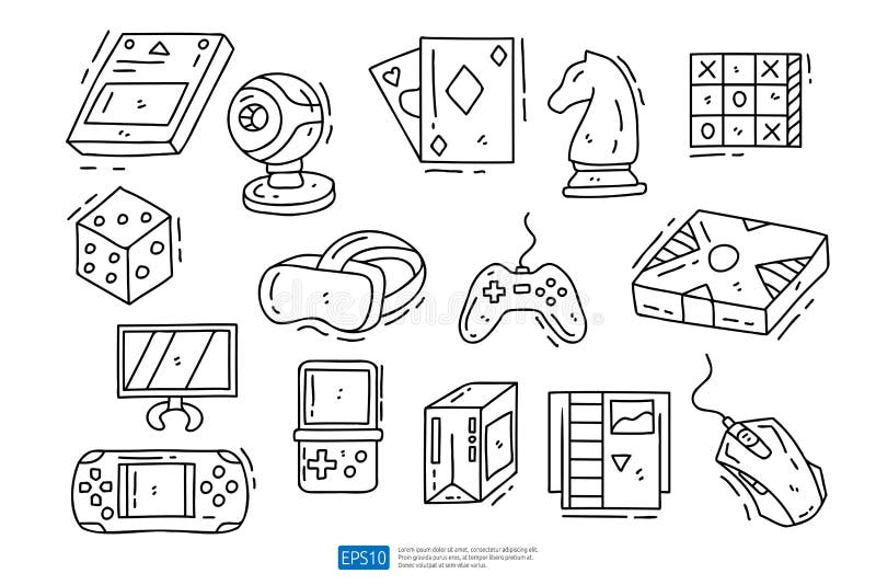 Doodle sketch game icons eps10 Royalty Free Vector Image
