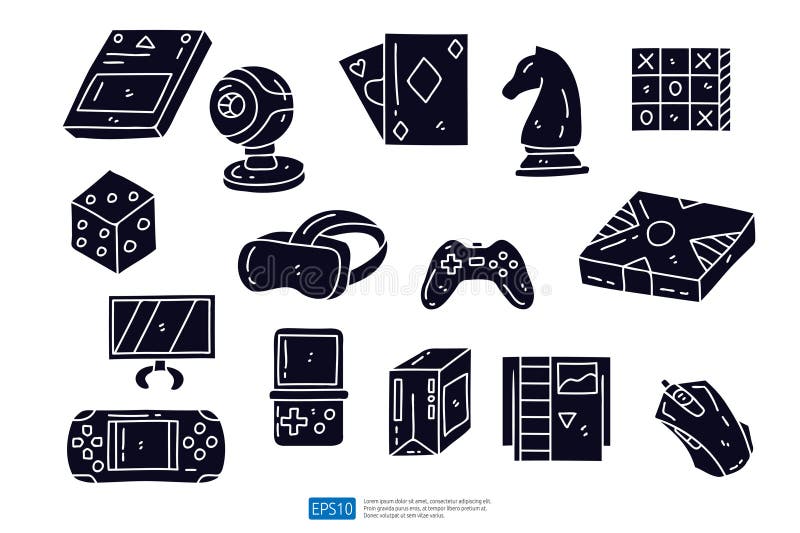 Premium Vector  Set of video game doodle illustration