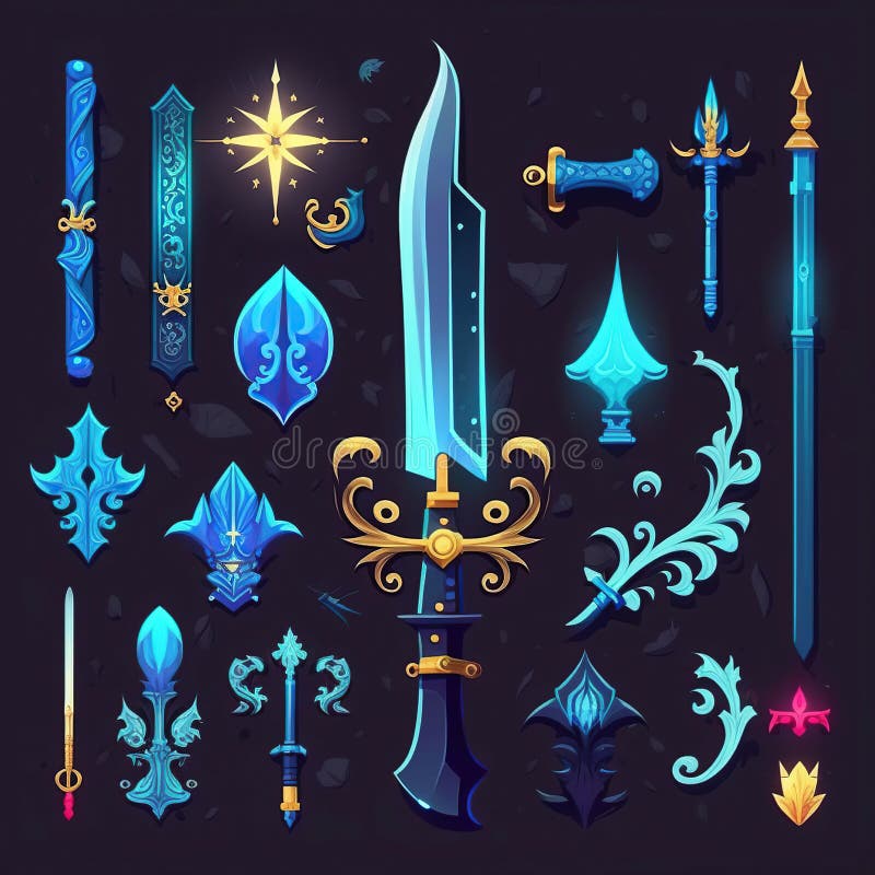 Game frame set, avatar UI fantasy RPG gold border, medieval ancient facecam menu, red green gem. Vintage metal screen asset stock illustration