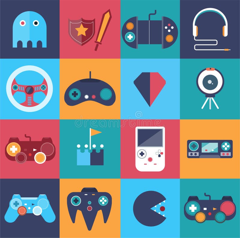 Game Icons, Set of Gadget Signs,Vector Illustrations. Stock Vector