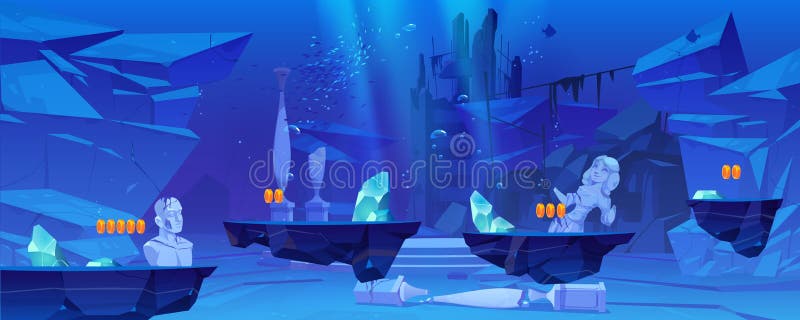 Game level background with platforms under water royalty free illustration