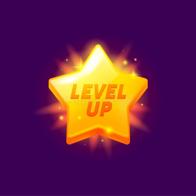 Game level up reward golden star rate icon vector illustration