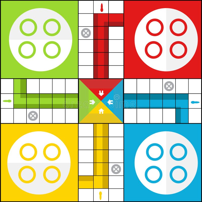 Vetor de Six players ludo games board design do Stock