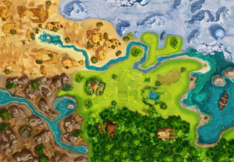 Game Map, Game Board, Top View royalty free illustration