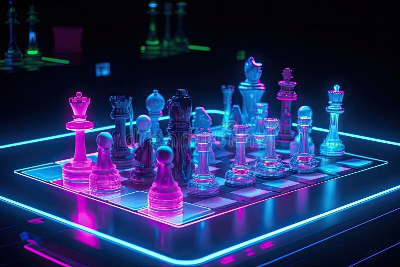 Futuristic Cyber Chess Holographic Pieces AI Stock Illustration -  Illustration of capabilities, board: 281330419