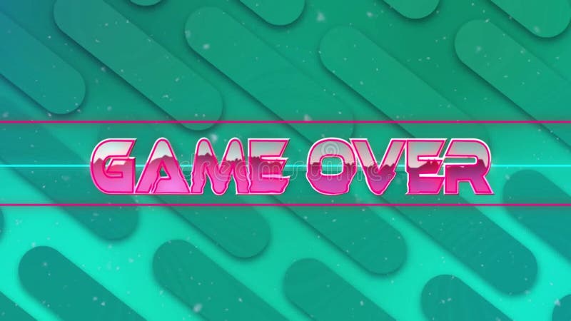Game over text animation over green geometric shapes background royalty free illustration