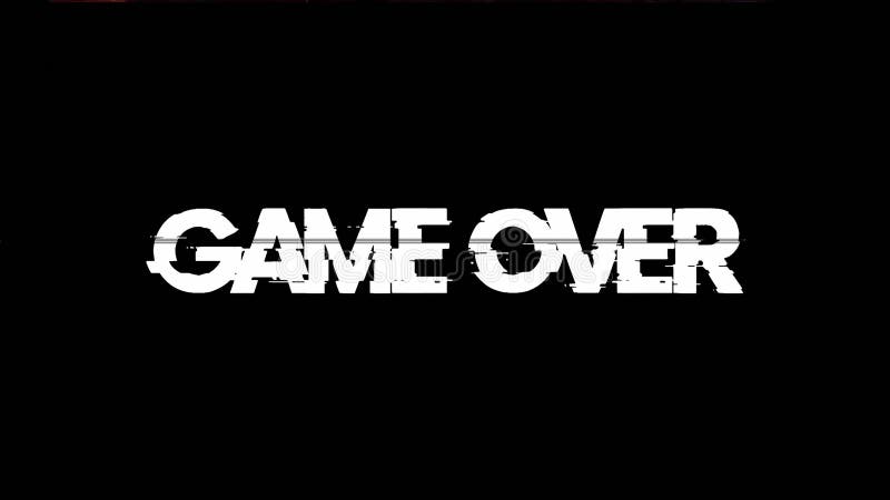 Game Over Text with Glitch Screen Effects on a Black Background. Stock ...
