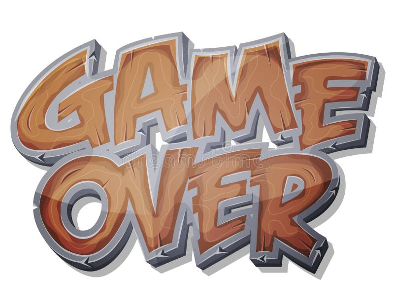 Game Over Wooden Icon For Ui Game Stock Vector