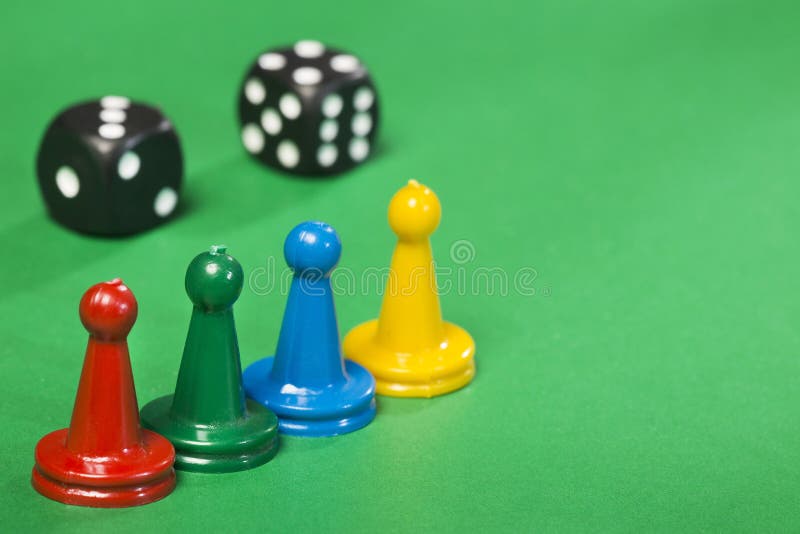 Board Game Pieces And Dice Over A Plain White Background Stock Photo,  Picture and Royalty Free Image. Image 16632728.