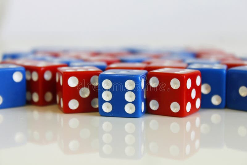 Game play dice red blue number random stock photos