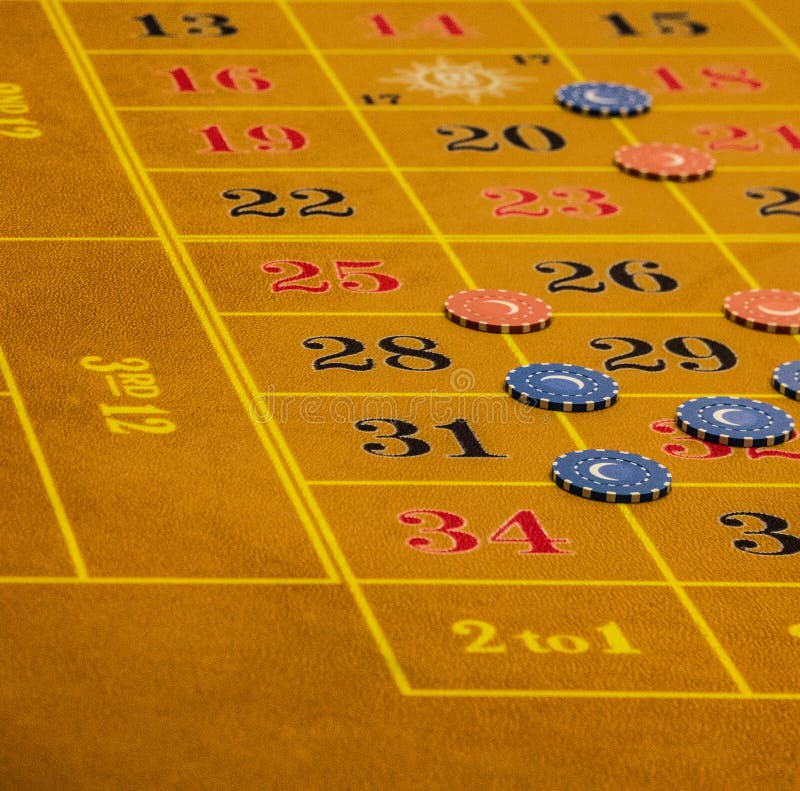 Casino Table Roulette Gambling, Play Counters. Stock Image Image of