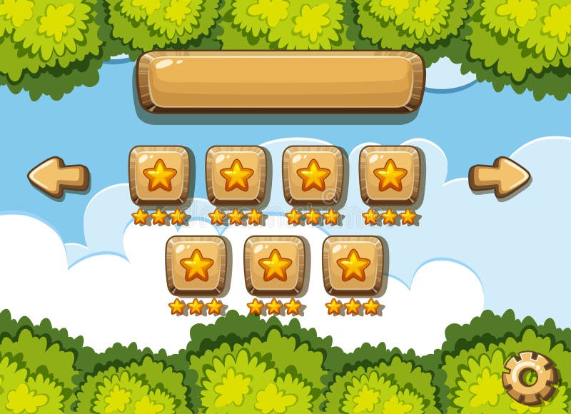 Game template with nature background scene royalty free illustration