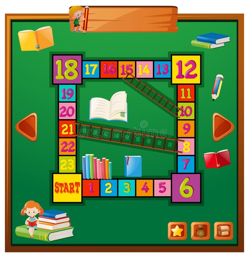 Game template with school items stock illustration
