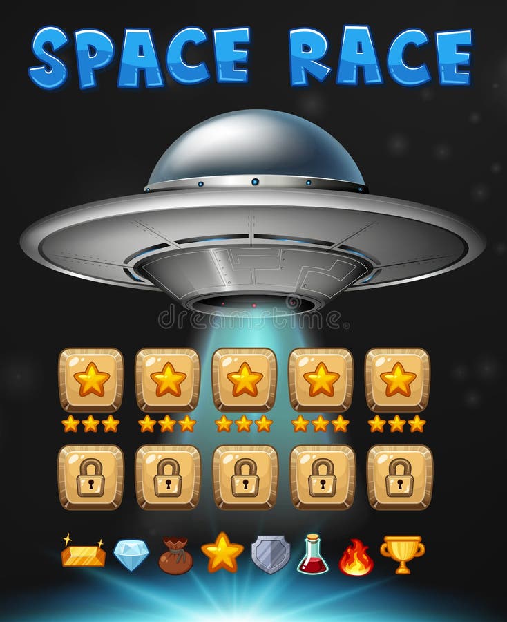 Game template with space race theme stock illustration