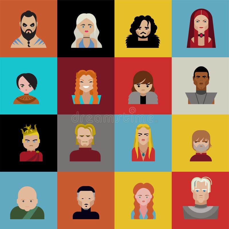 Game of Thrones characters, icons emojis and cartoon