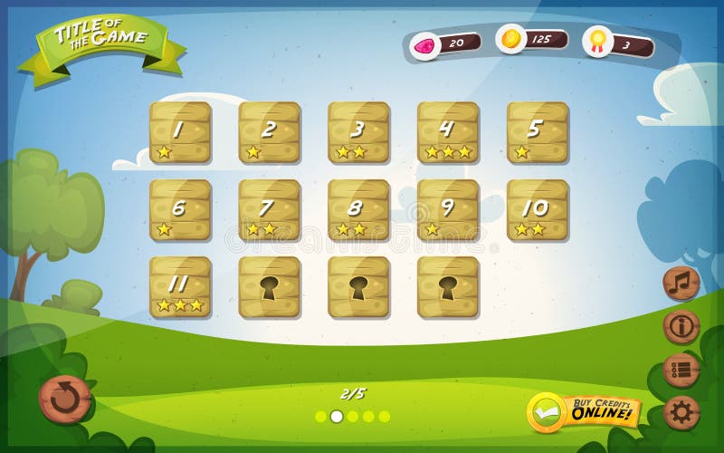 Game User Interface Design For Tablet vector illustration