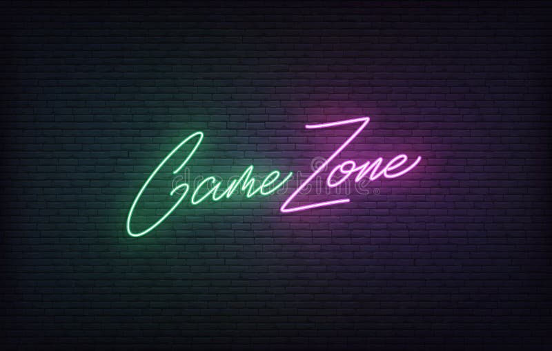 Game Zone neon sign. Glowing Gaming lettering concept royalty free illustration