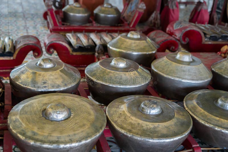 Gamelan, traditional balinese percussive music instruments in Bali and Java, Indonesia stock image