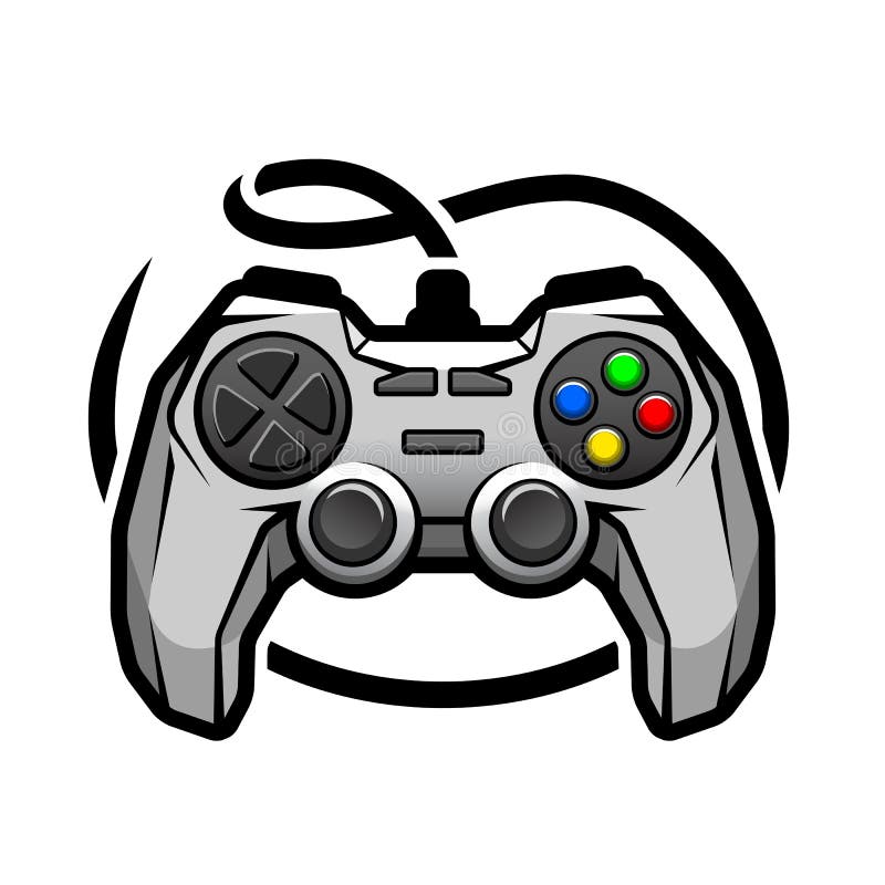 Games logo with gamepad Royalty Free Vector Image