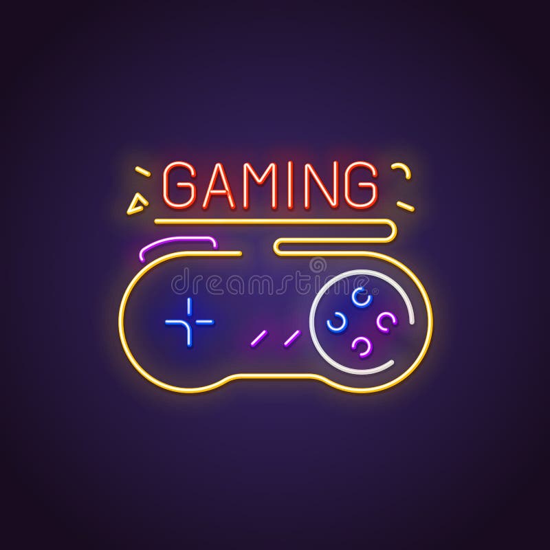 Gamepad neon sign stock vector. Illustration of control - 121251183