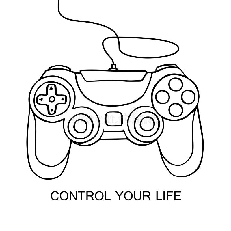 Gamepad剪影象 在白色背景隔绝的手拉的传染媒介例证 控制您的生活概念 向量例证 Gamepad剪影象 在白色背景隔绝的手拉的传染媒介例证 控制您的生活概念 向量例证