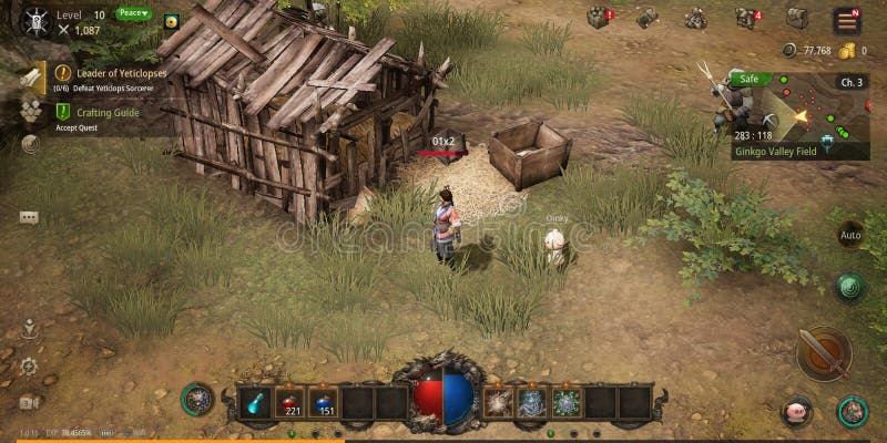 Gameplay en el móvil asiático mmorpg mir m captura de pantalla del teléfono. videojuego de corea fotografía de archivo libre de regalías