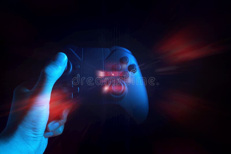 Gamer Boy with Hand Holding the Joystick Controller Electronic for