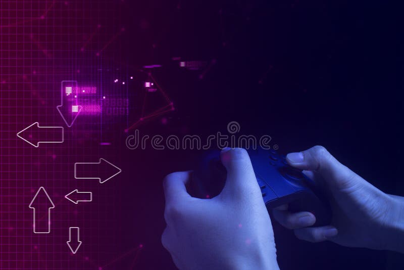 Gamer Boy with Hand Holding the Joystick Controller Electronic for