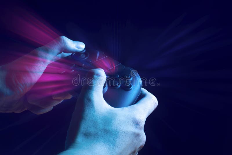 Gamer Boy with Hand Holding the Joystick Controller Electronic for